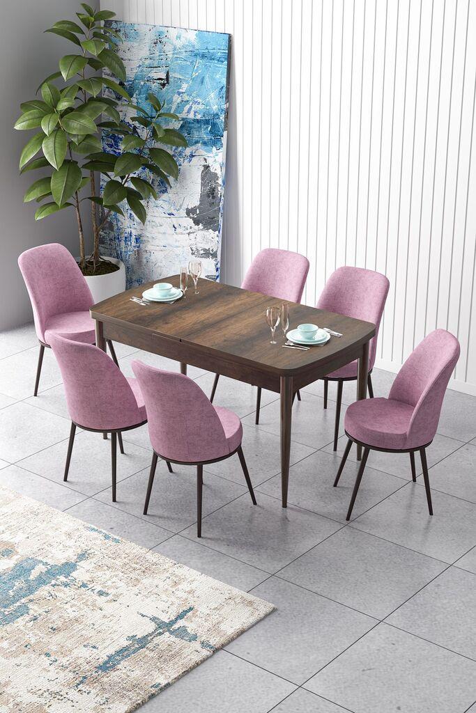 Hanah Home Set Трпезариска маса и 6 столчиња Zen, розово-кафеава
