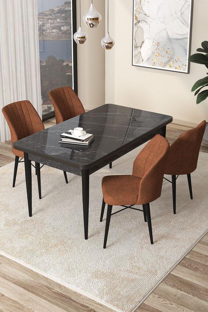 Hanah Home Set Трпезариска маса и 4 столчиња Arp, Теракота