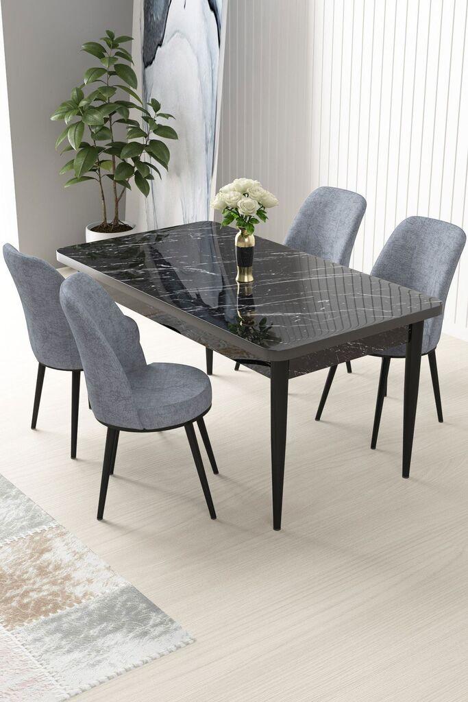 Hanah Home Комплет трпезариска маса и 4 столчиња Nile, сиво-црна