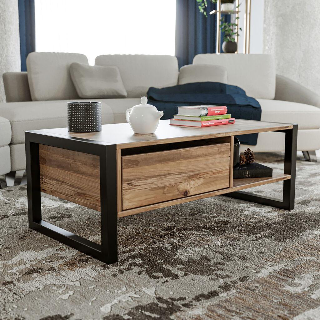 HANAH HOME Haldizen клуб маса, 105x40x55 см, кафеаво-црна