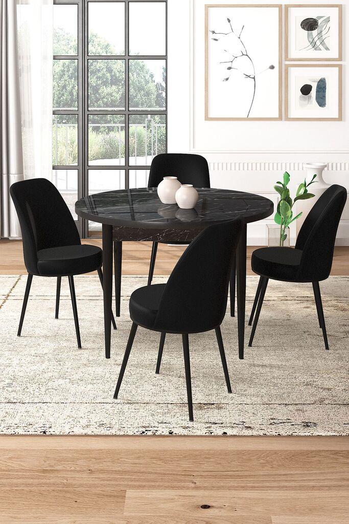 Комплет трпезариска маса Hanah Home и 4 столчиња, црна