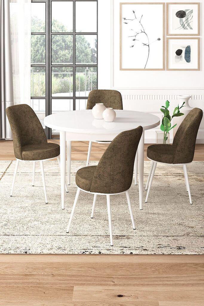 Hanah Home Set Трпезариска маса и 4 столчиња, кафеаво-бела