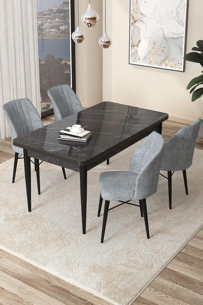 Hanah Home Set Трпезариска маса и 4 столчиња Arp, светло сива