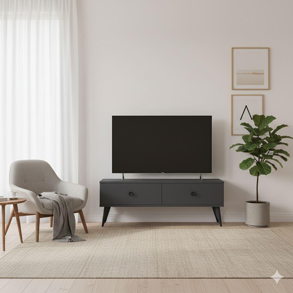Комода за телевизор Hanah Home Mona 120, 120x40.5x32см, антрацит