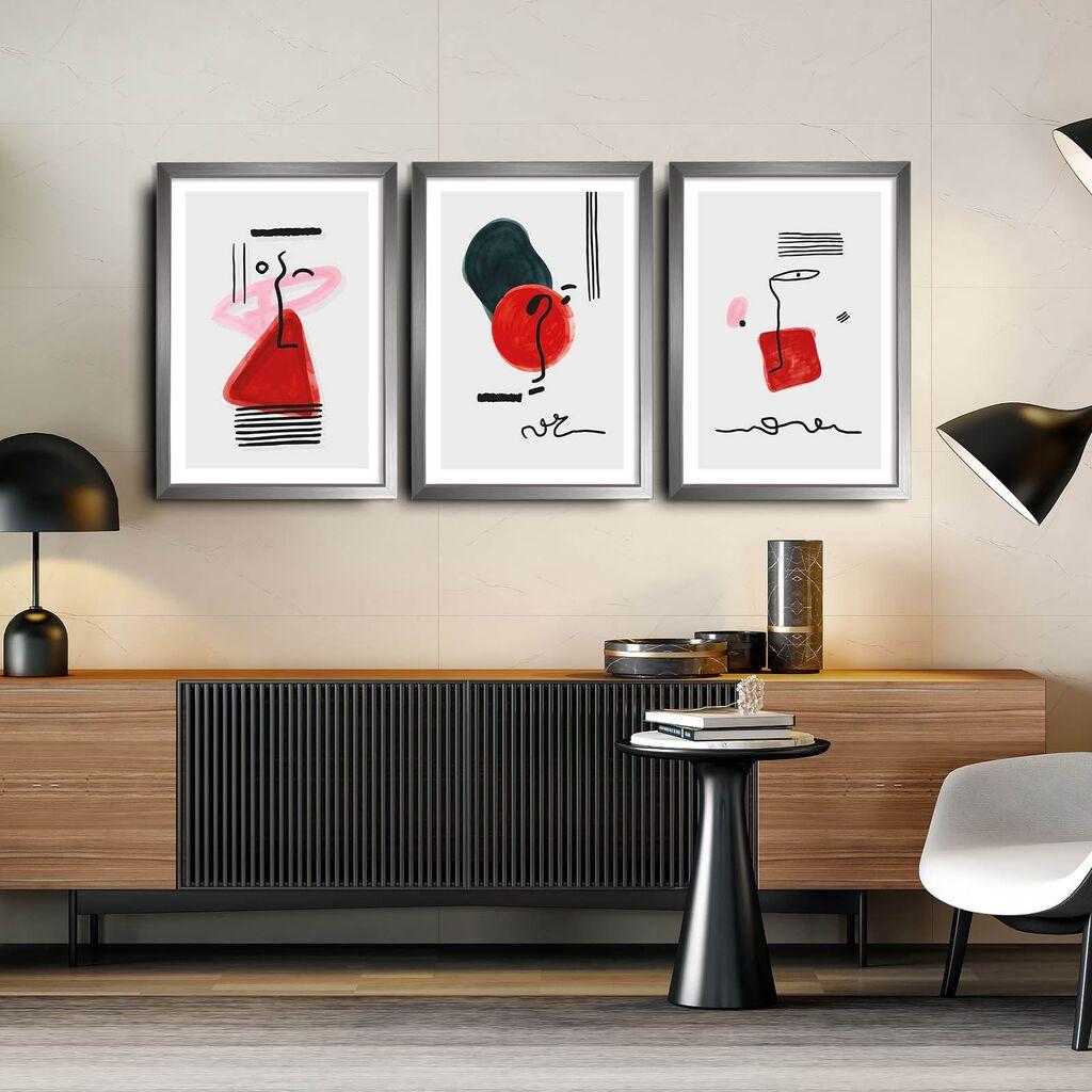 Wallity Декоративни слики во рамка, 38x53 см, 3 парчиња, шарени