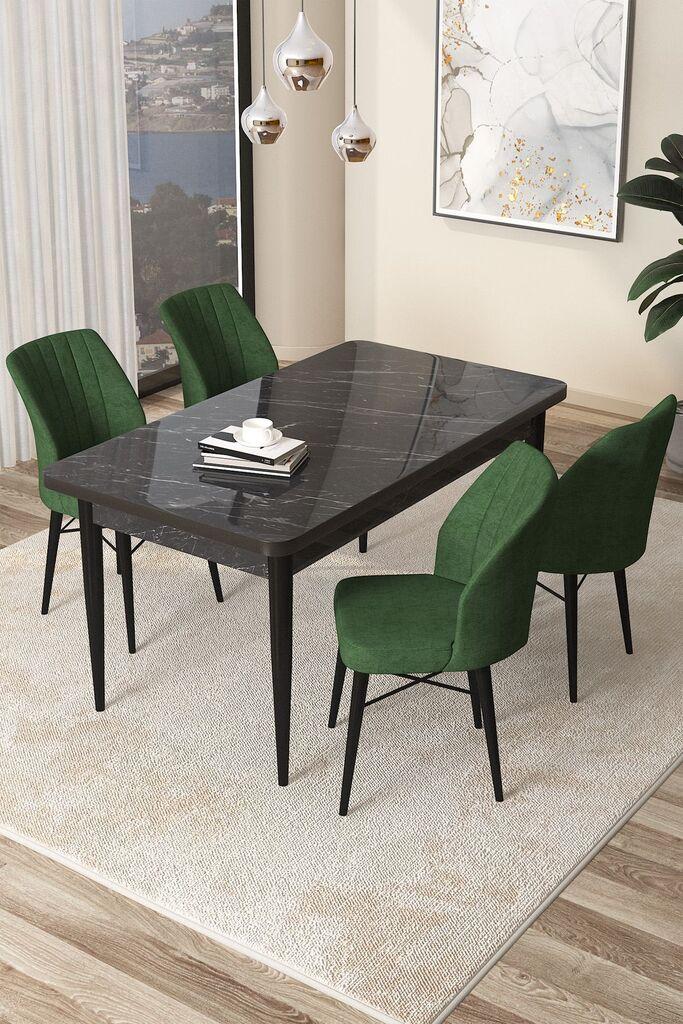 Hanah Home Set Трпезариска маса и 4 столчиња Arp, зелено-црна