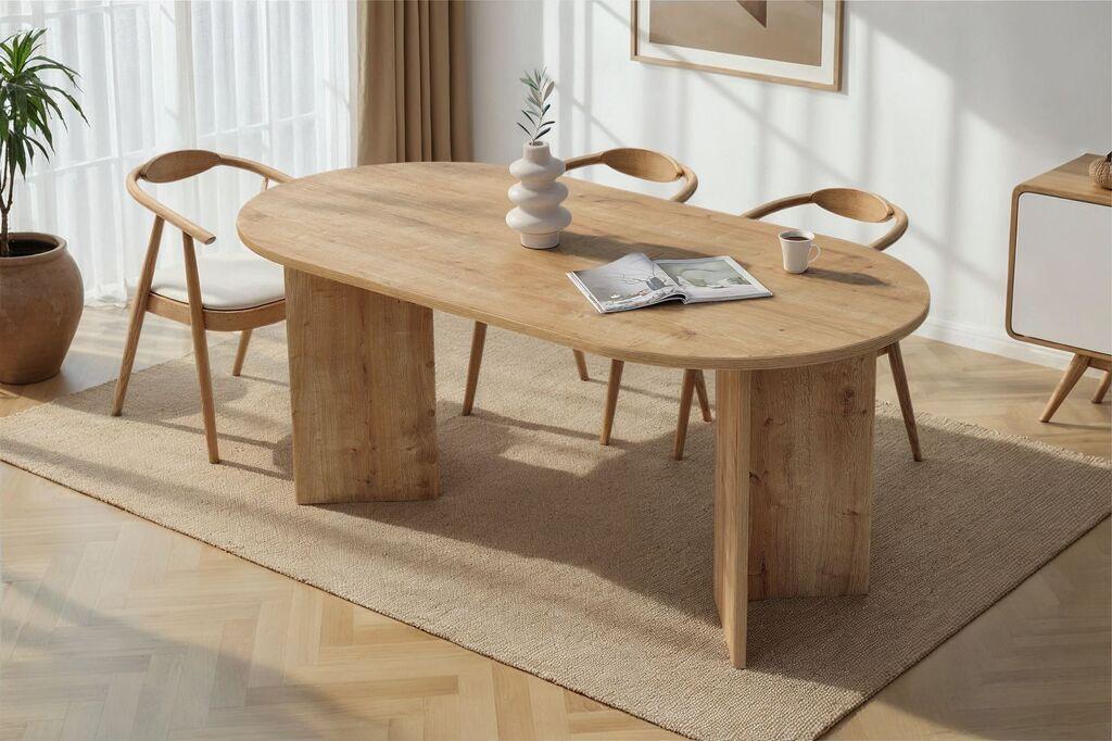 Трпезариска маса Nordure Sablin, 180 x 90 x 75 см, боја на даб