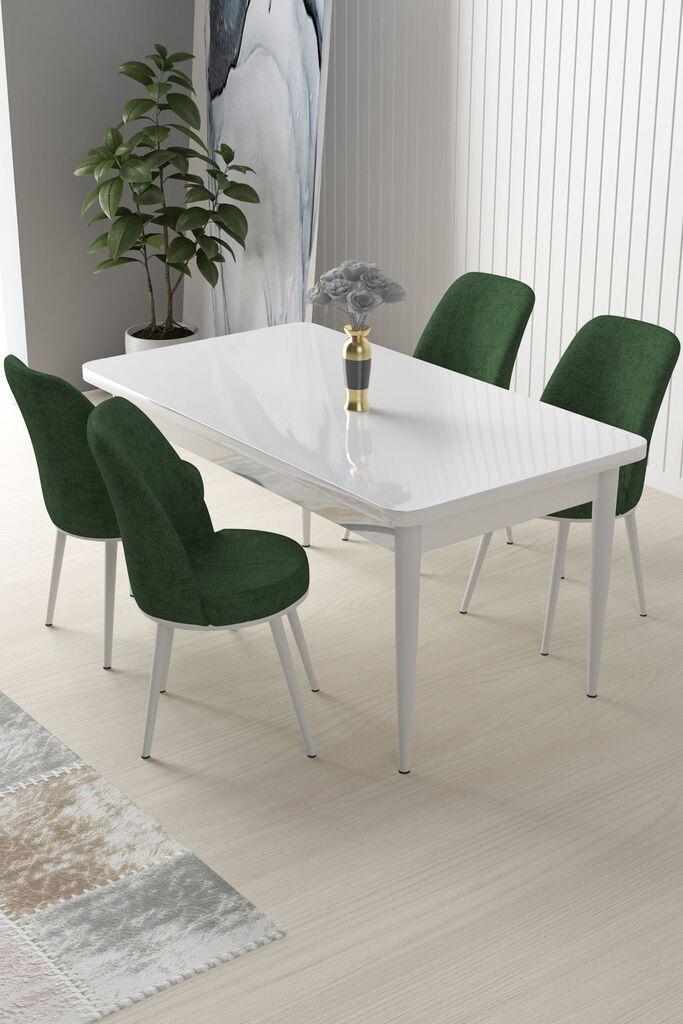 Hanah Home Set Трпезариска маса и 4 столчиња Nile, зелена и бела