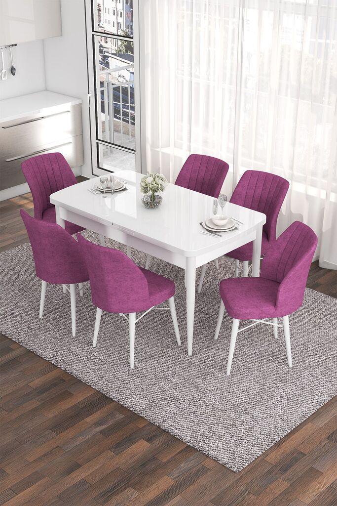 Hanah Home Set Трпезариска маса и 6 столчиња Eva, виолетово-бела