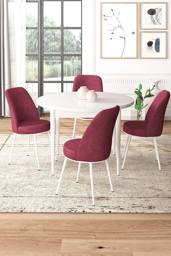 Hanah Home Set Трпезариска маса и 4 столчиња, бордо-бела