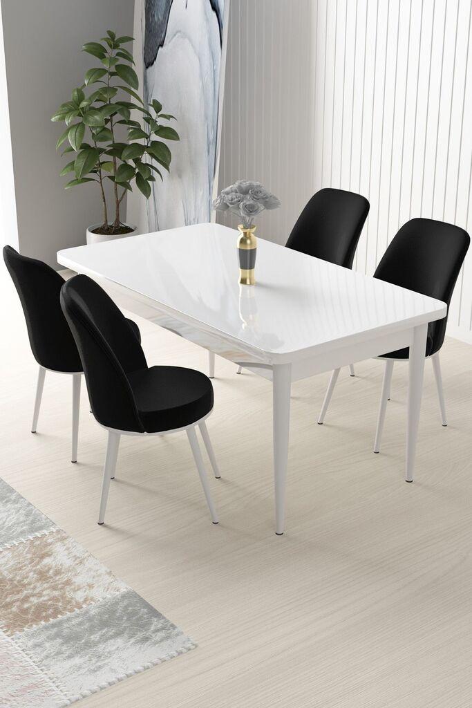 Hanah Home Set Трпезариска маса и 4 столчиња Најл, црно-бела
