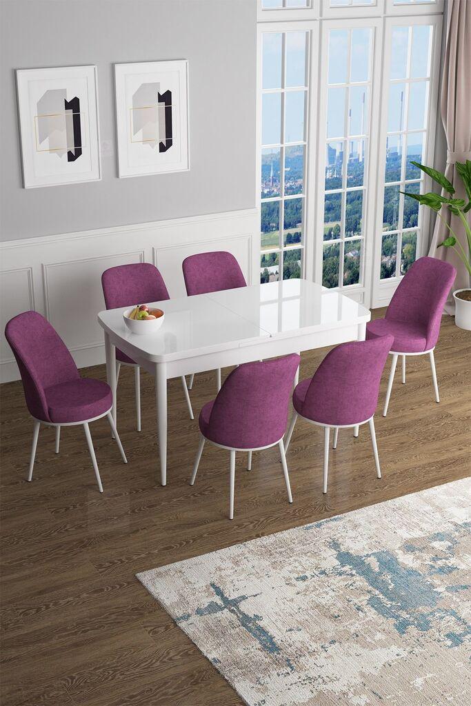 Hanah Home Set Трпезариска маса и 6 столчиња Han, виолетова и бела