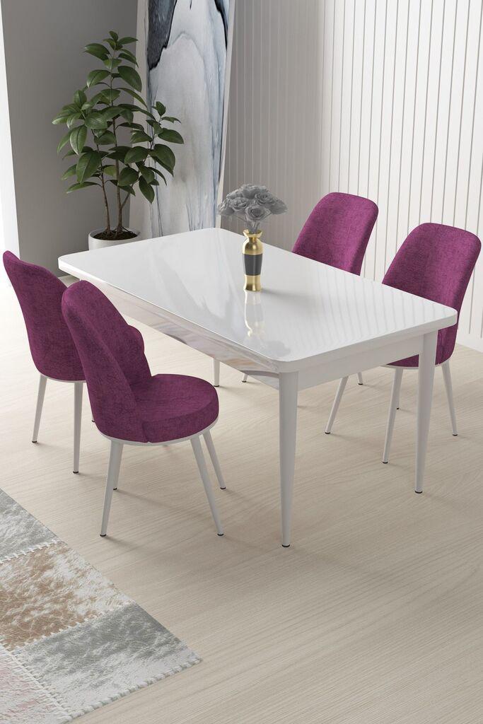 Hanah Home Set Трпезариска маса и 4 столчиња Nile, виолетова и бела