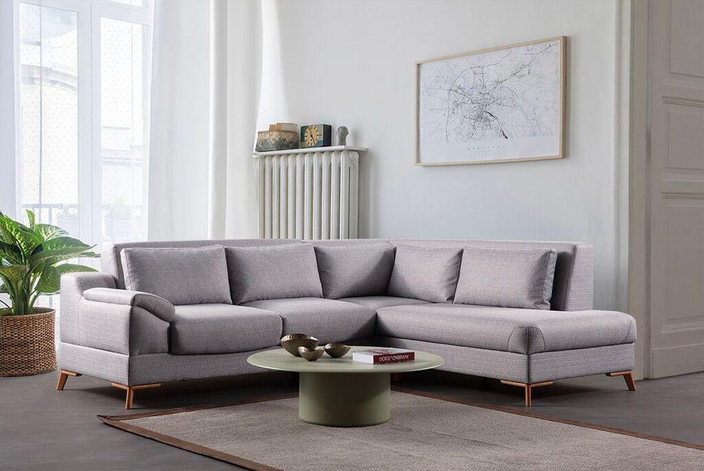 Гарнитура аголна софа Atelier del Sofa Aqua, 275x225x90 см, сива