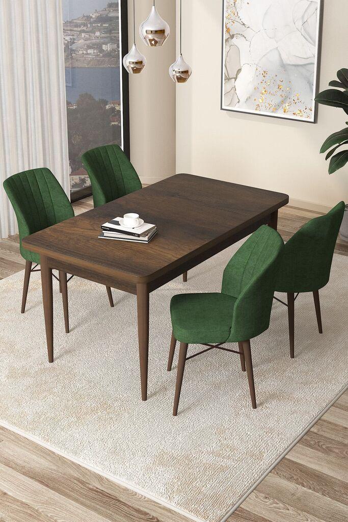 Hanah Home Set Трпезариска маса и 4 столчиња Arp, зелено-кафеава