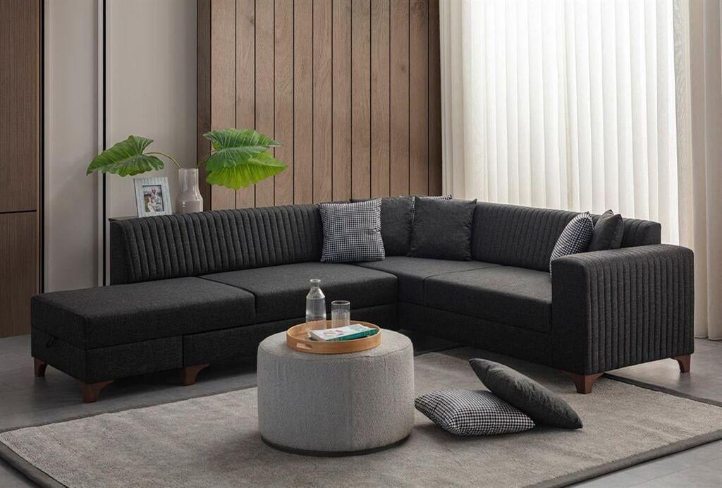 Аголна гарнитура на расклопување Atelier del Sofa, западно лево, 230 x 285 см, антрацит