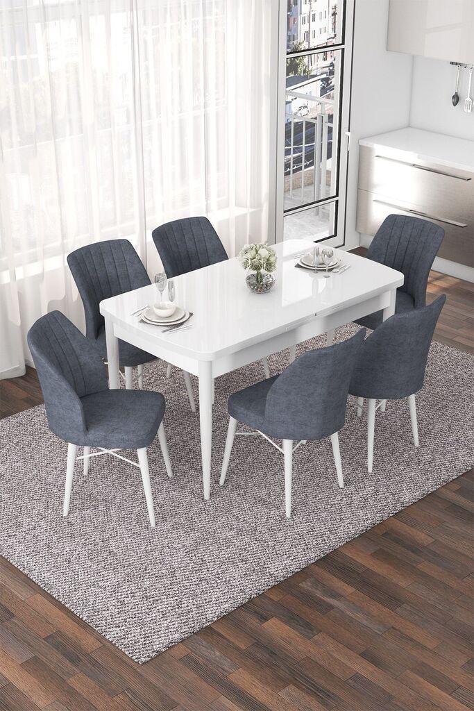 Hanah Home Set Трпезариска маса и 6 столчиња Nef, сиво-бела