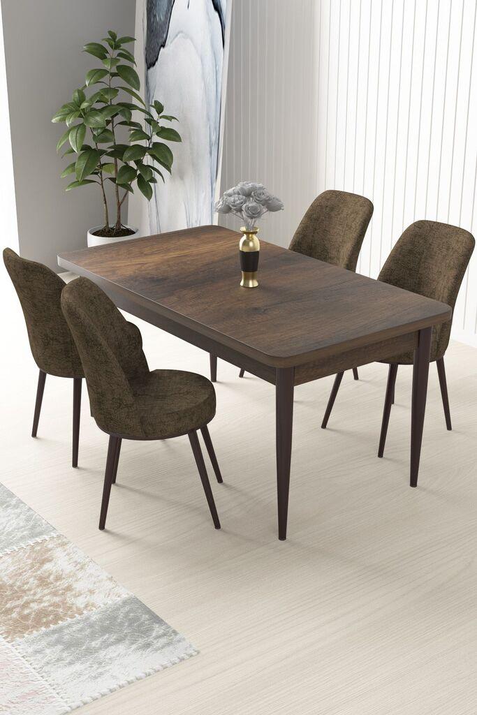 Комплет трпезариска маса Hanah Home и 4 столчиња Nile, кафеава
