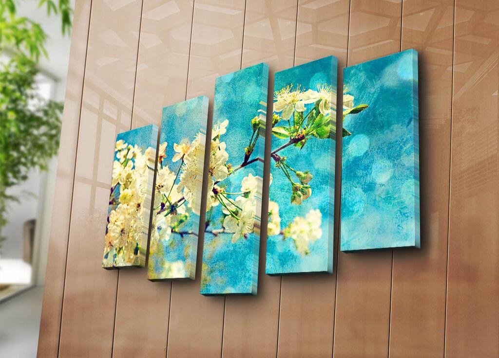Wallity Декоративни слики на платно, 70x19 см, 5 парчиња, шарени