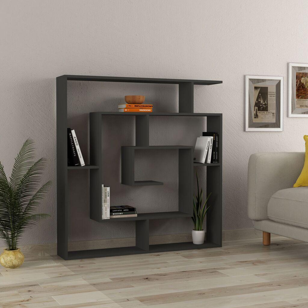 Полица за книги Hanah Home, 125x128.6x22 см, Антрацит