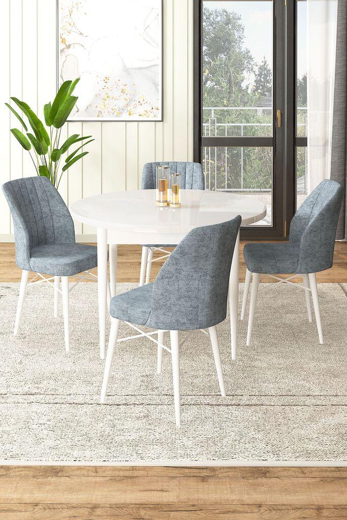 Hanah Home Set Трпезариска маса и 4 столчиња, сиво-бела