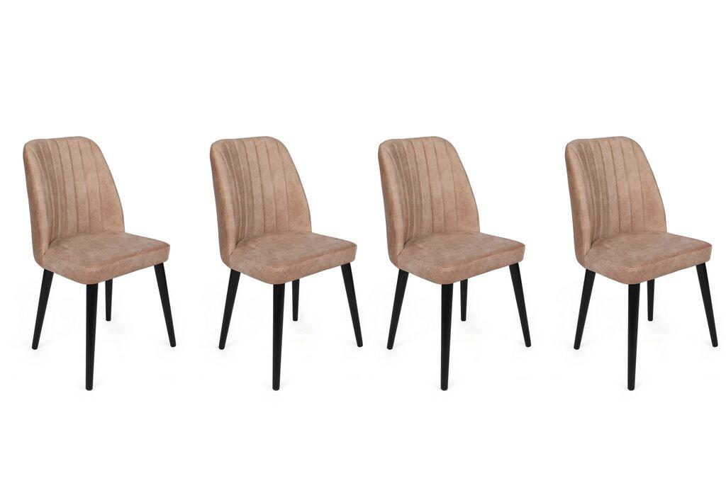 Комплет столчиња Hanah Home Alfa-433 V4, 75x62x102 см, 4 парчиња, беж