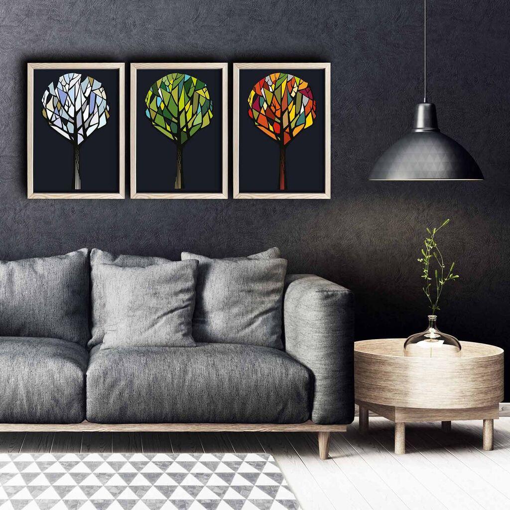 Wallity Декоративни слики во рамка, 38x53 см, 3 парчиња, шарени