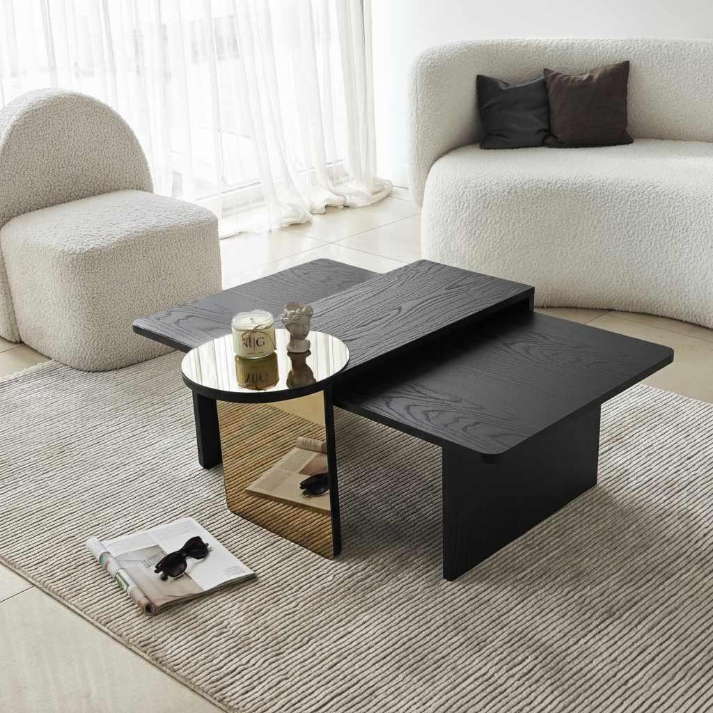 Комплет за маса Hanah Home Club Luna, 2 парчиња, црна