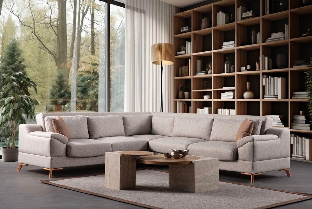 Аголна софа Atelier del Sofa Aqua, 275x300x100 см, беж