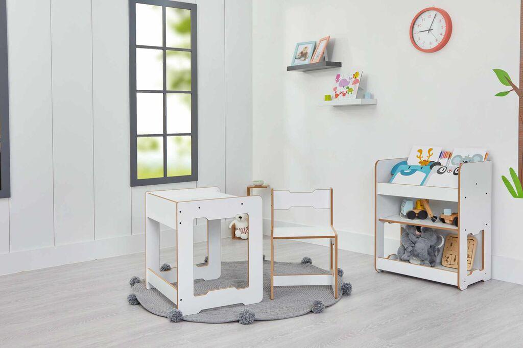 Детски сет маса и стол Hanah Home, 56x55x45 см, бела