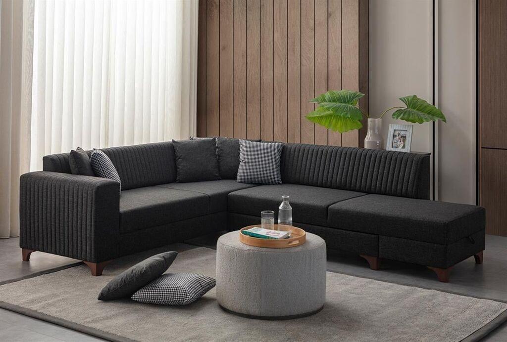 Аголна гарнитура на расклопување Atelier del Sofa, западно десно, 230 x 285 см, антрацит
