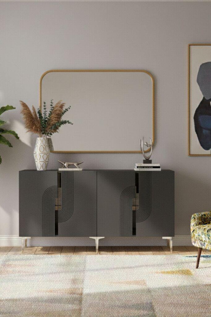 Комода Hanah Home Meyra 150, антрацит-сива