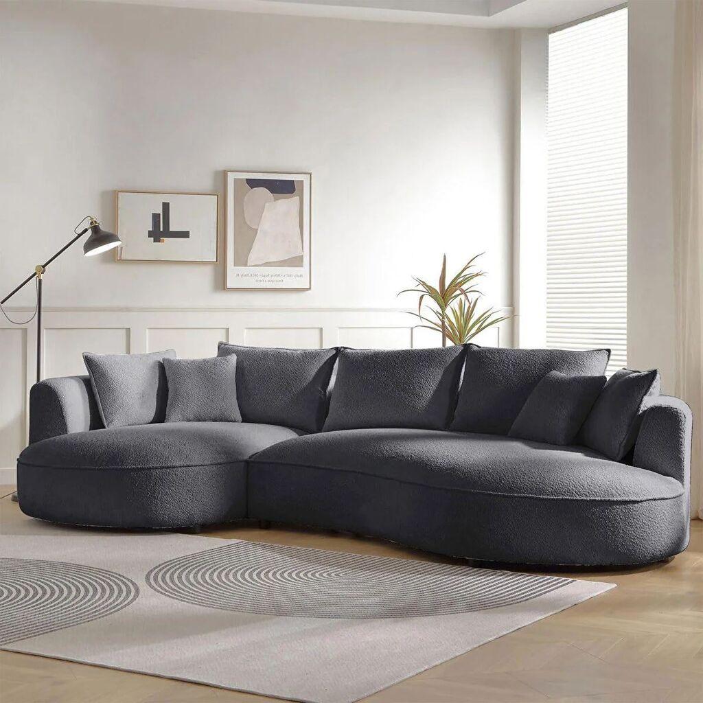 Atelier del Sofa Аголна тросед на расклопување Venice лево, 317 x 163,5 x 71 см, темно сива