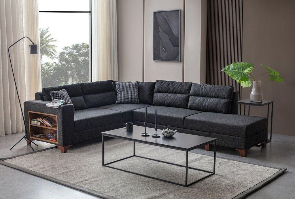 Atelier del Sofa Аголна гарнитура на расклопување Tloft лево, 230 x 285 см, Антрацит