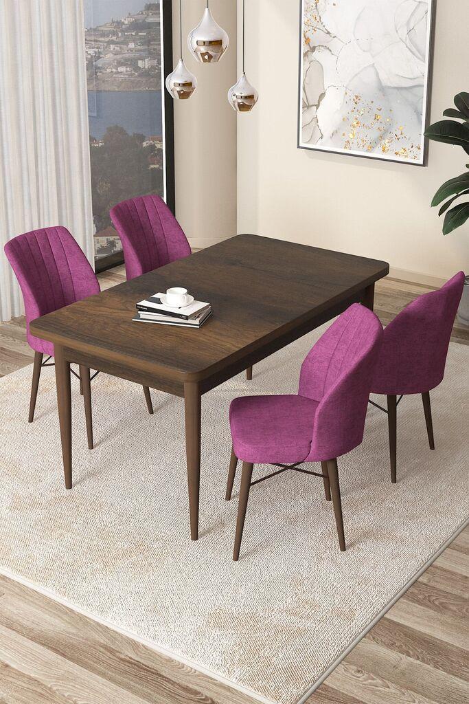 Hanah Home Set Трпезариска маса и 4 столчиња Arp, виолетово-кафеава