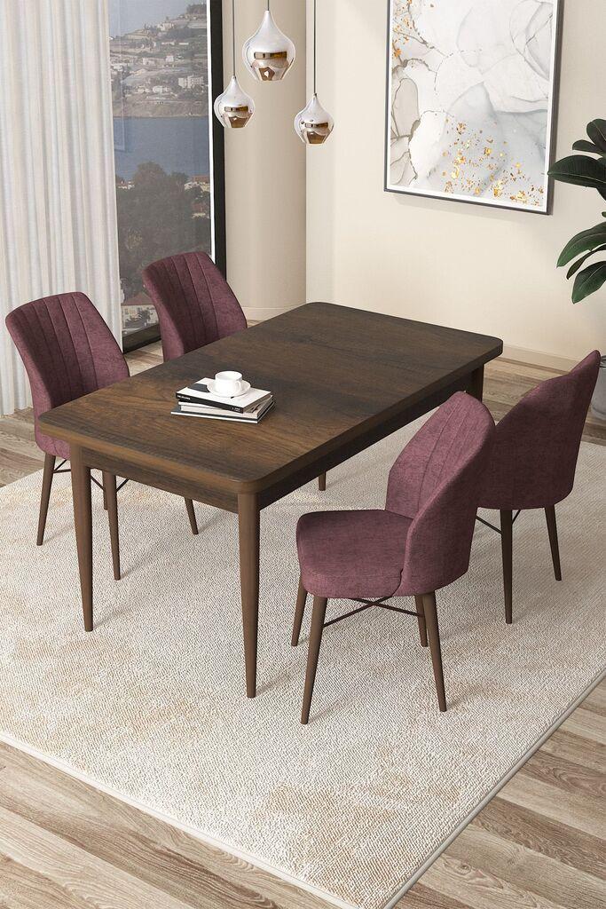 Hanah Home Set Трпезариска маса и 4 столчиња Arp, валкано розова