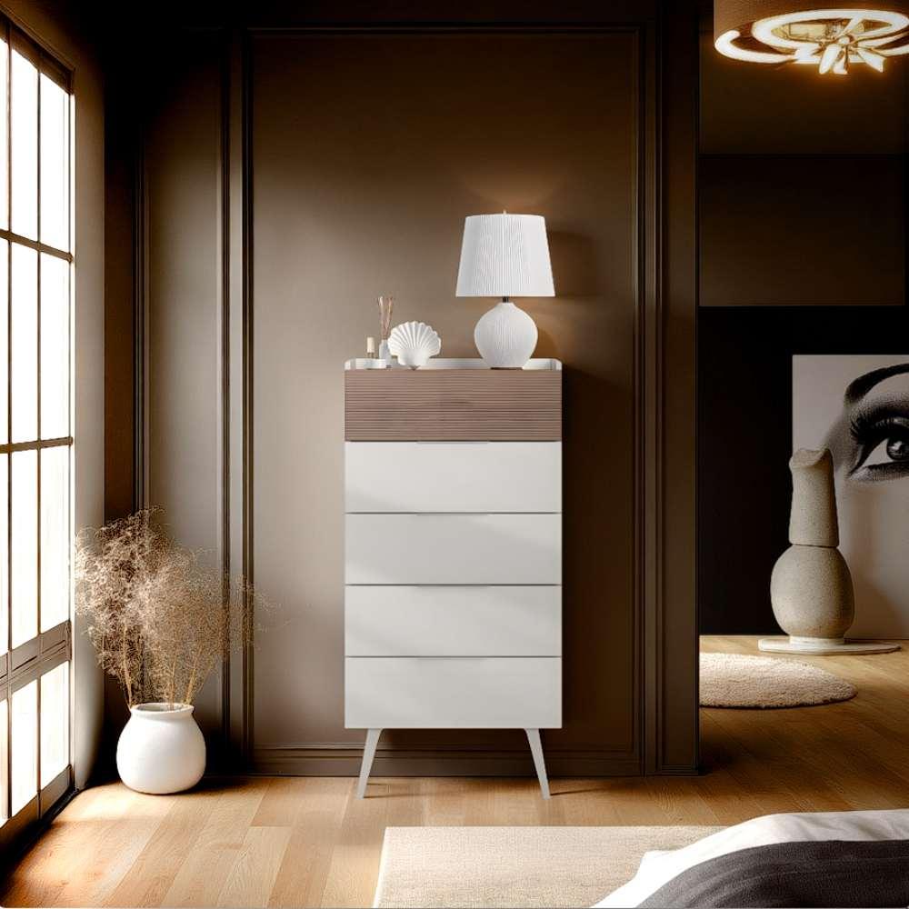 Комода Hanah Home Milano 5, 60x121x44 см, бела