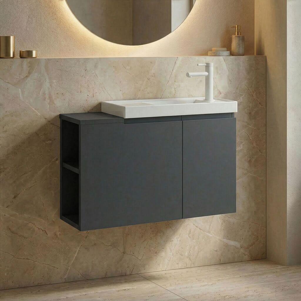 Полица за бања Hanah Home, антрацит