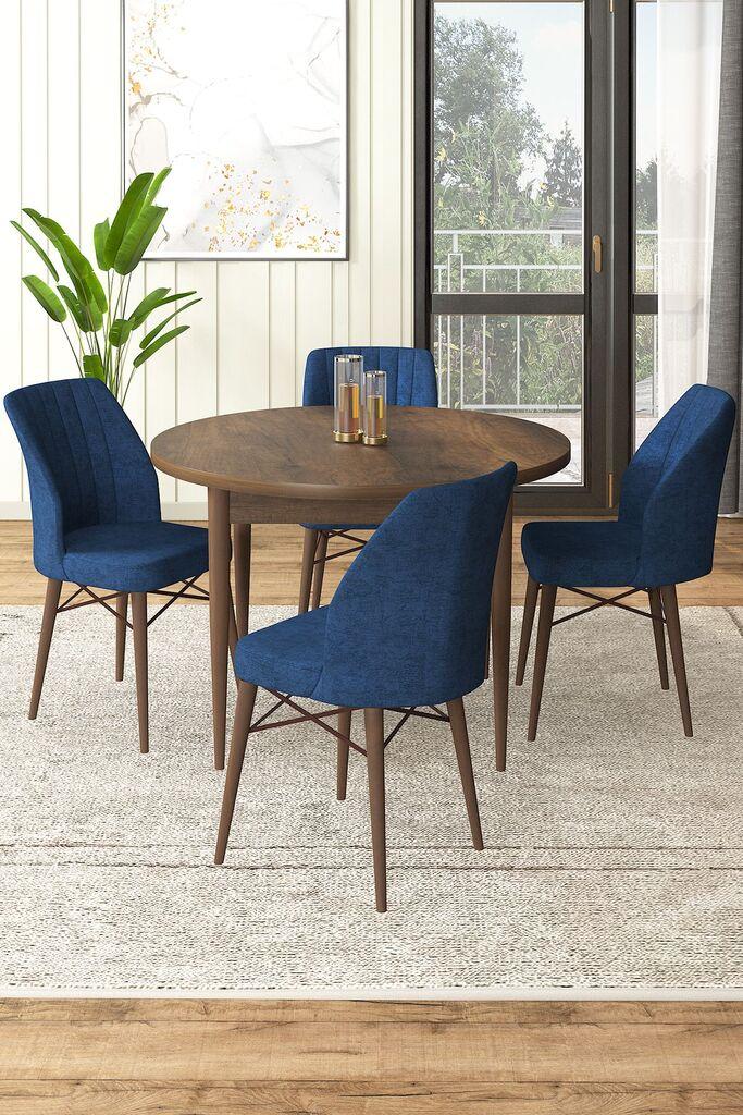 Hanah Home Set Трпезариска маса и 4 столчиња, темно сина