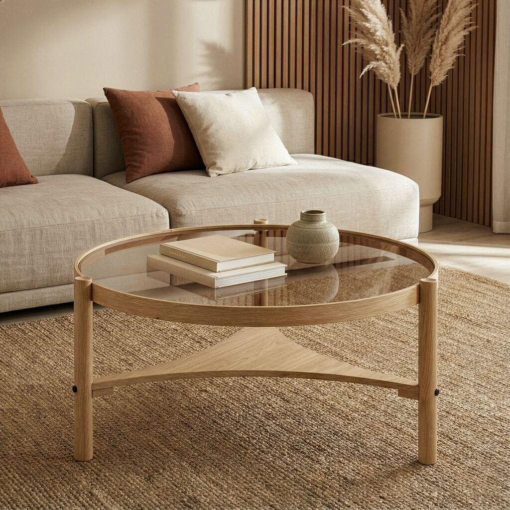 Маса за дневна соба Hanah Home Clover, 100x46 см, кафеава