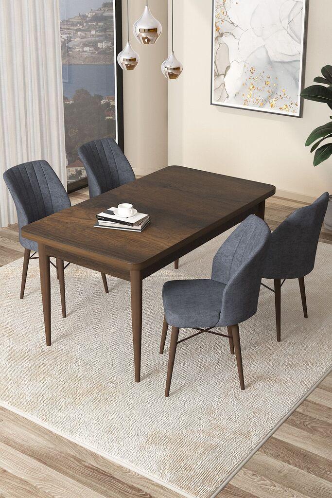 Hanah Home Set Трпезариска маса и 4 столчиња Arp, кафеаво-сива