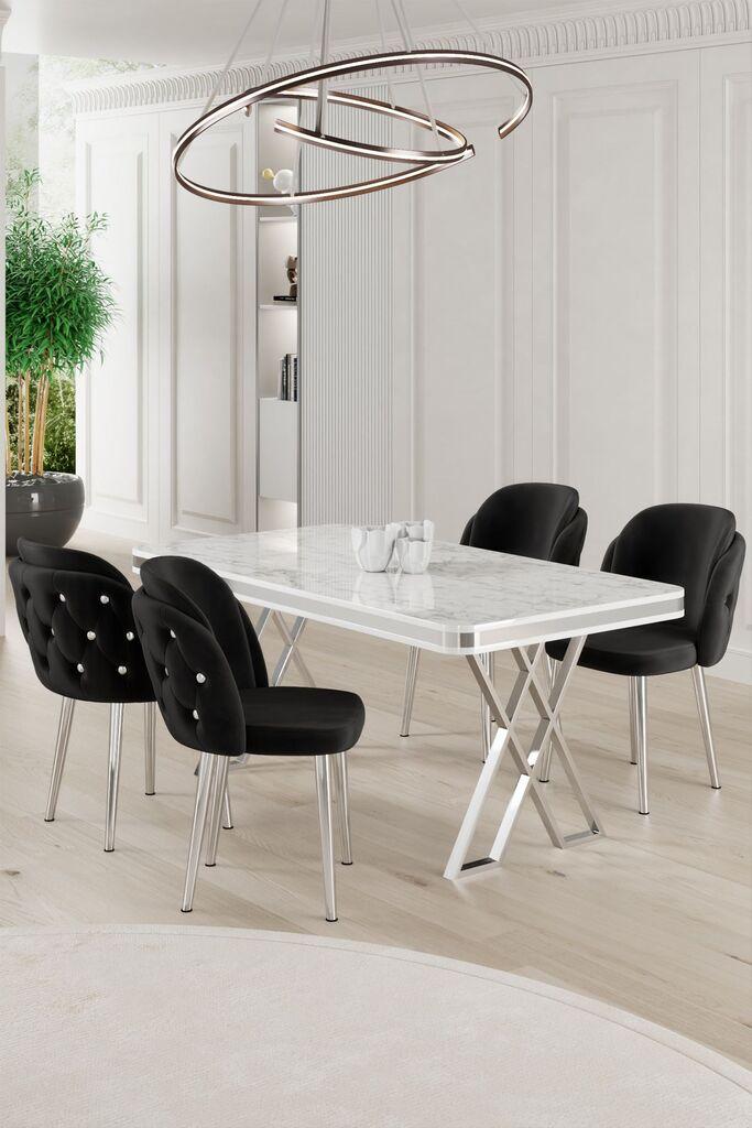 Hanah Home Set Трпезариска маса и 4 столчиња Ригел, црно-бела