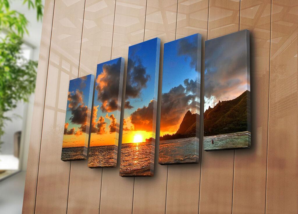 Wallity Декоративни слики на платно, 19x70 см, 5 парчиња, шарени