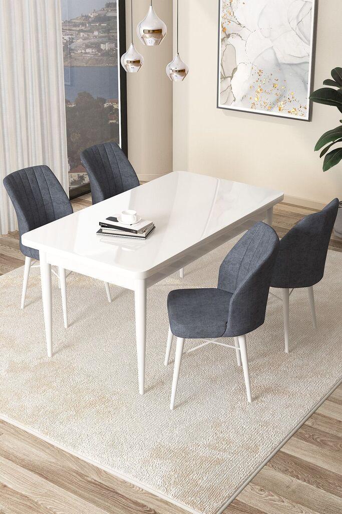 Hanah Home Set Трпезариска маса и 4 столчиња Arp, Teget-бела