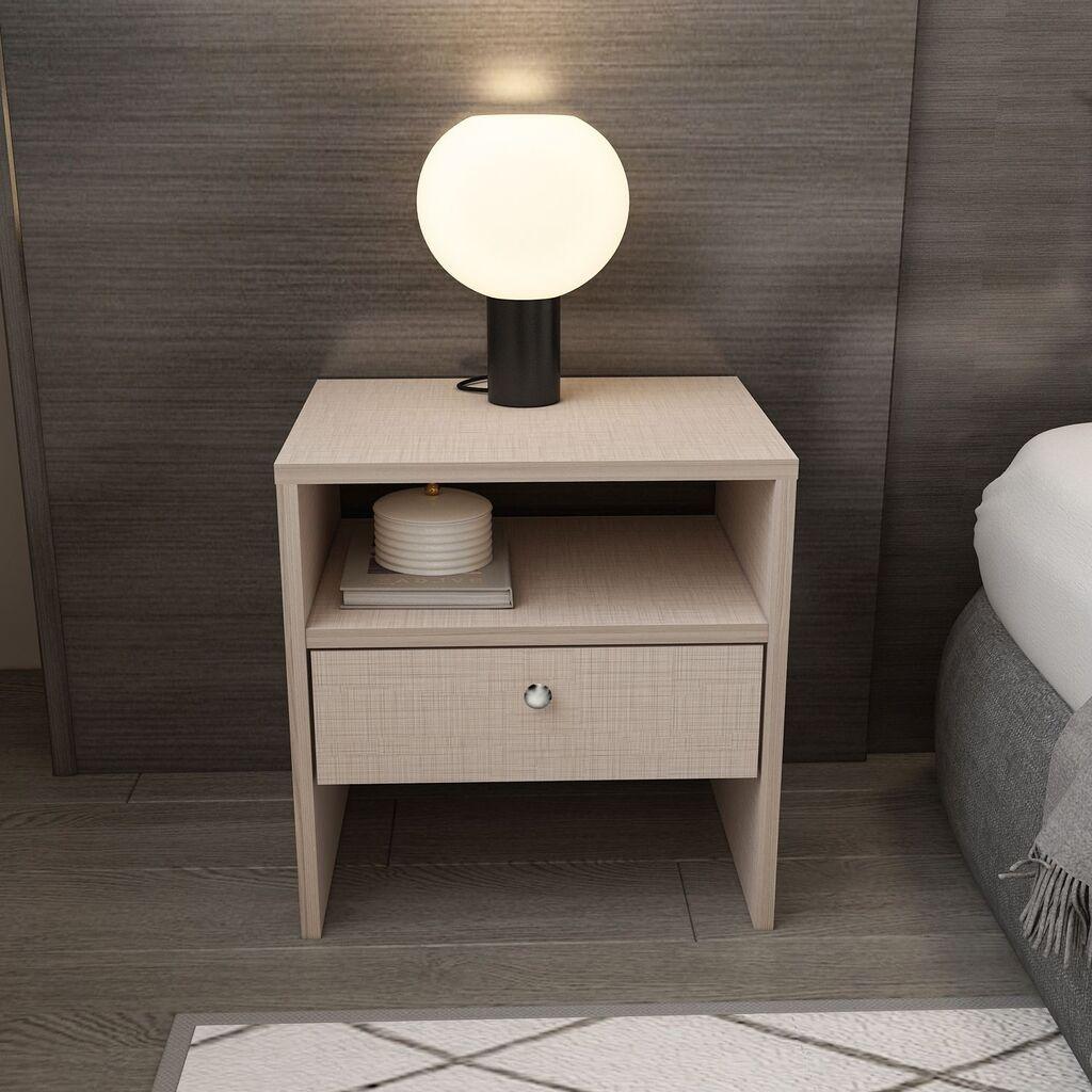 Ноќна масичка Hanah Home Нова, 45x46.8x35 см, крем