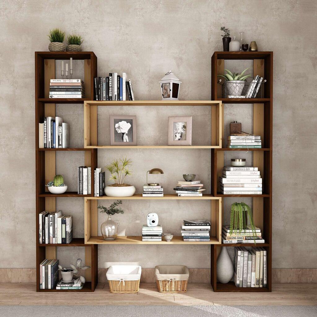 Полица за книги Hanah Home CPT6013-200114-190x200x25 см, кафеава