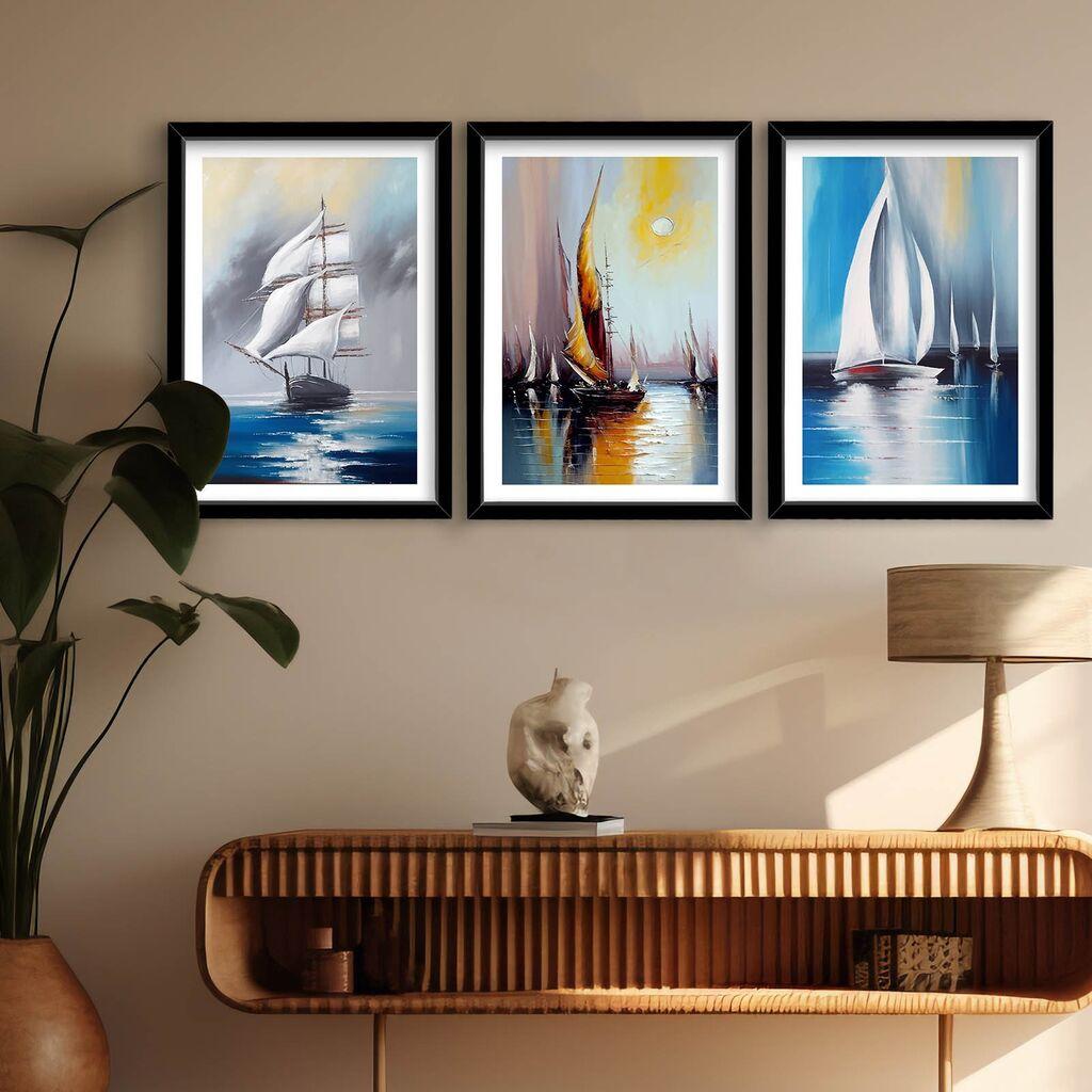Wallity Декоративни слики во рамка, 38x53 см, 3 парчиња, шарени