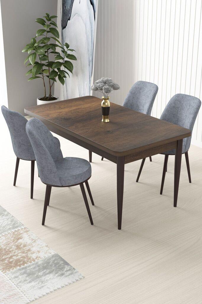 Hanah Home Set Трпезариска маса и 4 столчиња Nile, сиво-кафеава