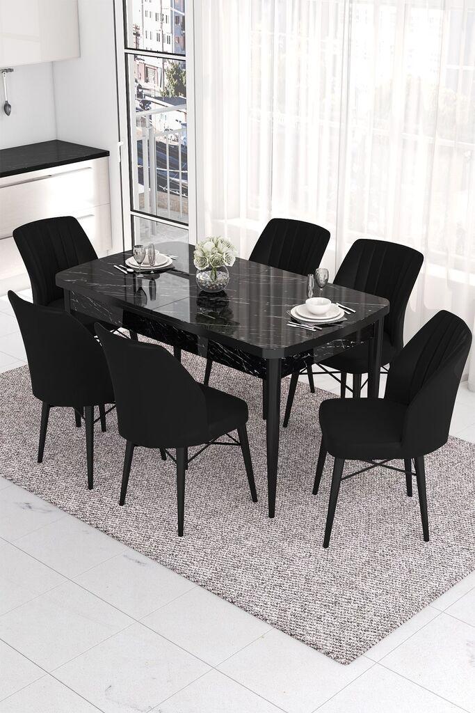 Hanah Home Комплет трпезариска маса и 6 столчиња Ева, црна