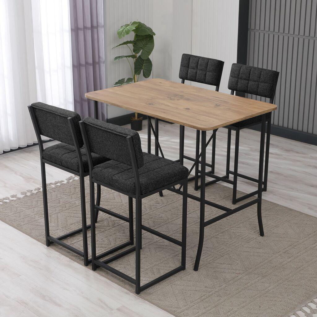 Hanah Home Комплет барски маси и столчиња, 110 x 92 x 70 см, 5 дела, антрацит